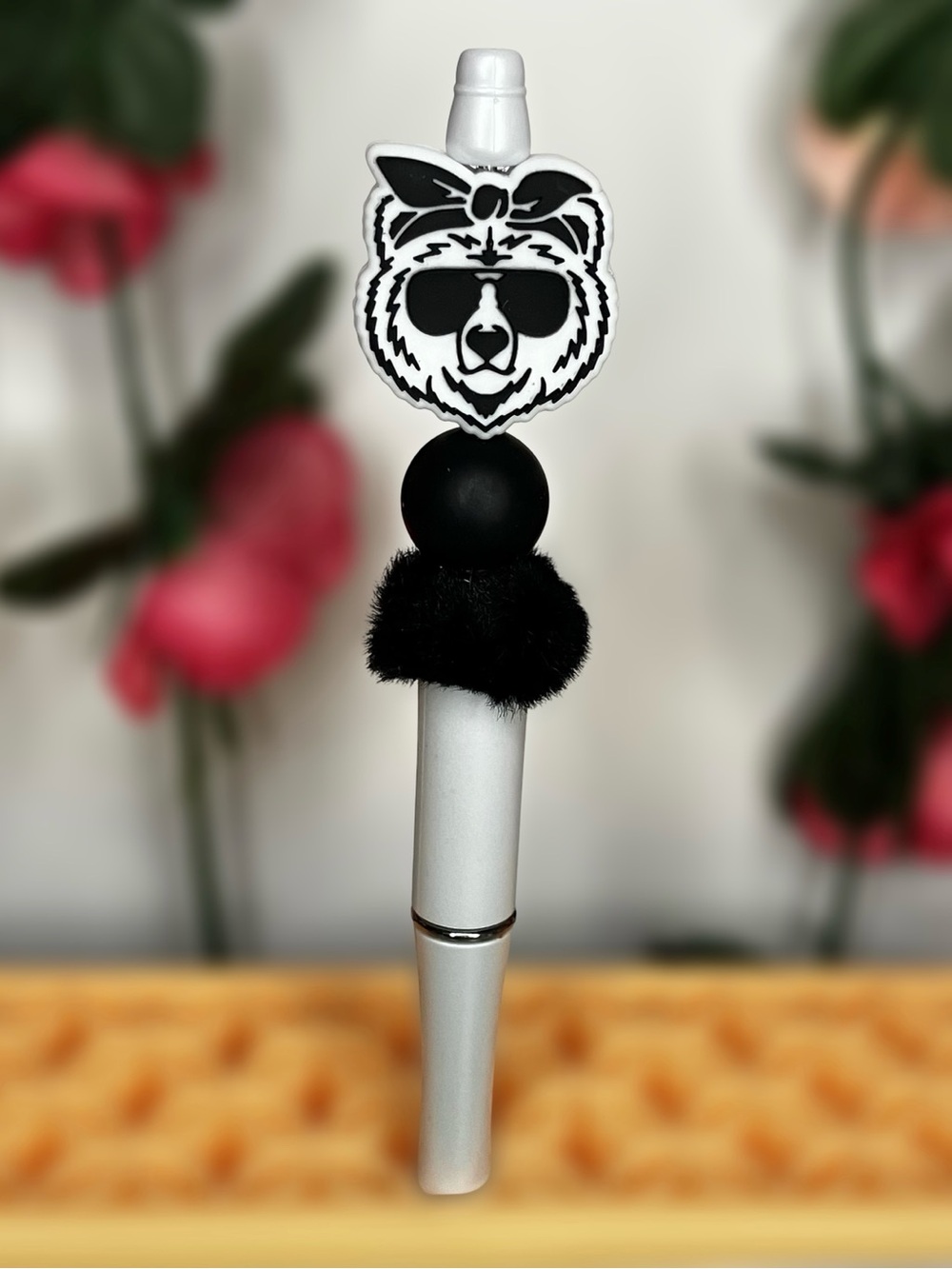 Mama Bear Black & White Handmade Beaded Pen | Gifts for Mom